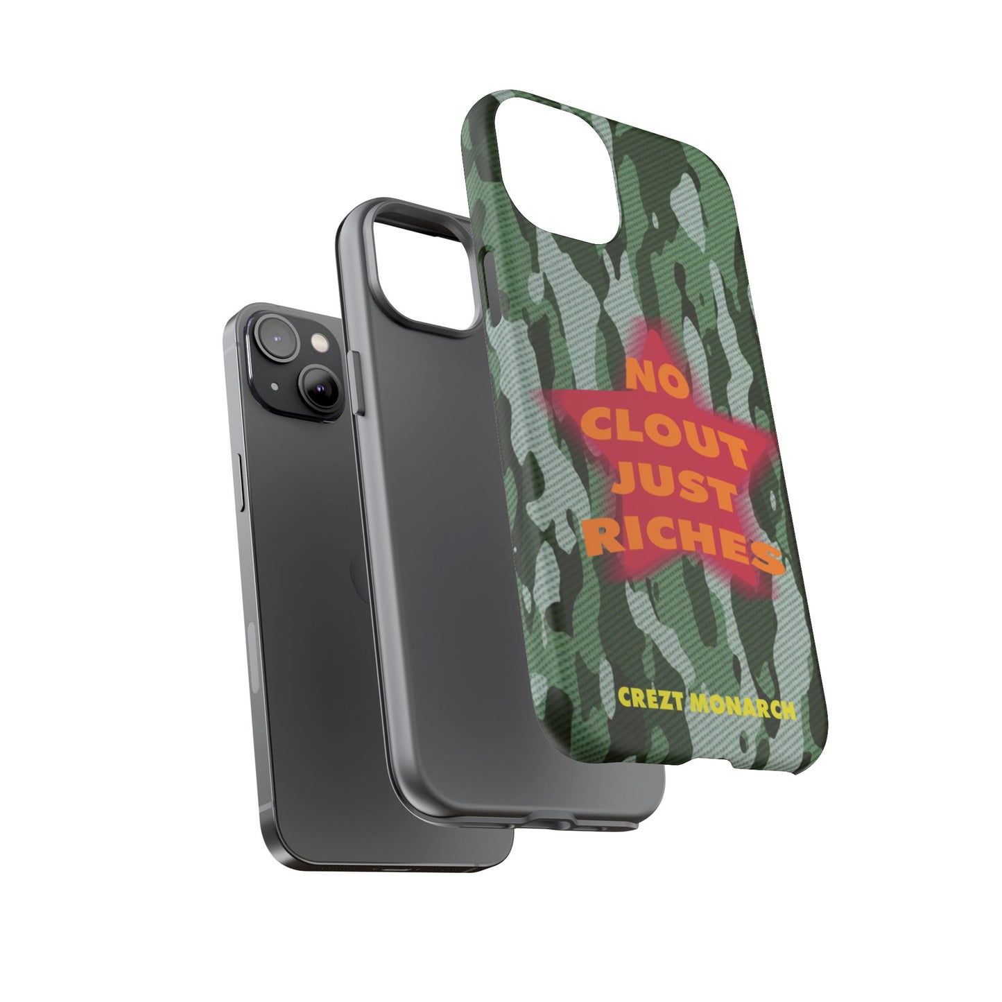 "No Clout Just Riches" Camouflage Phone Case